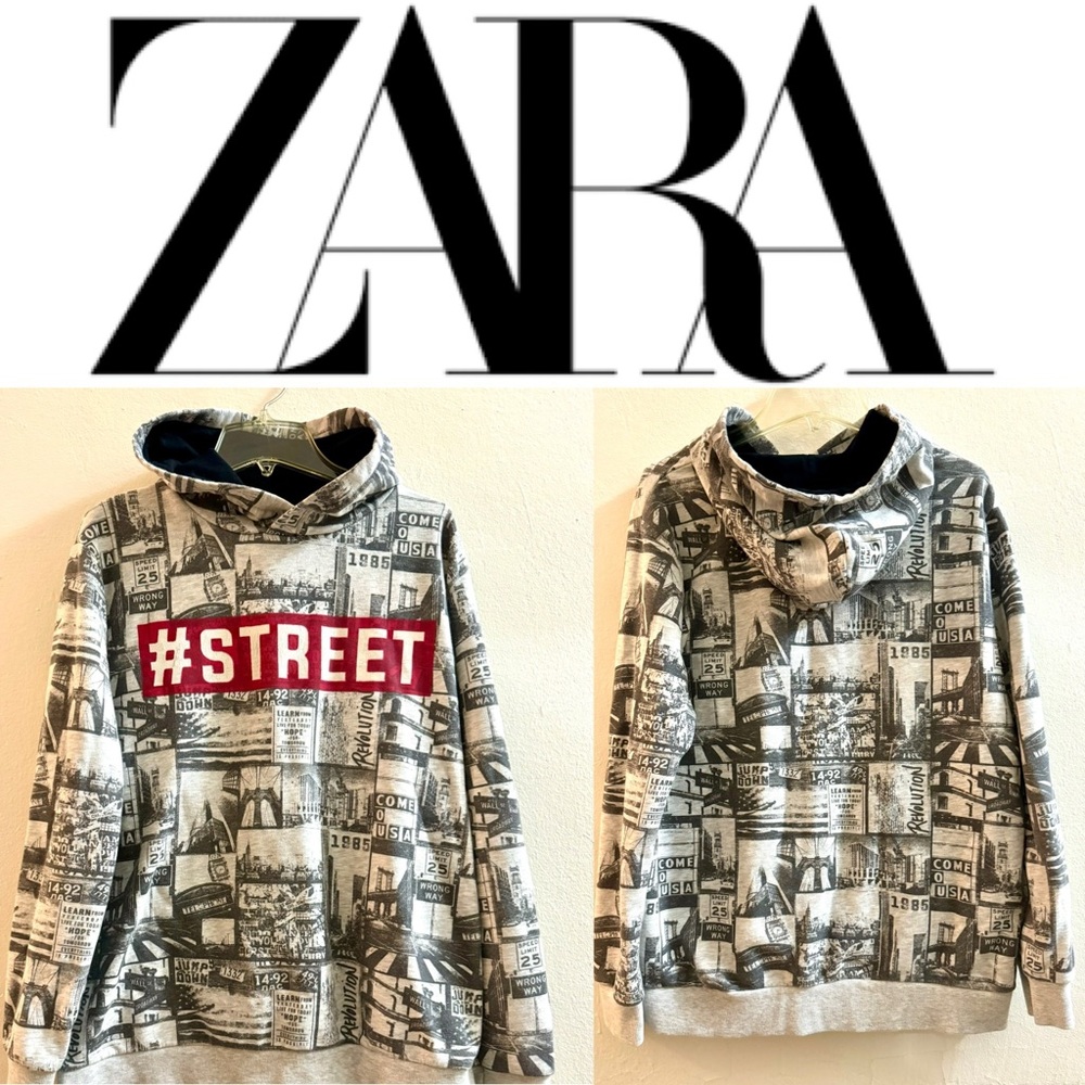 ZARA Boys’ #STREET Graphic Hoodie - Size 13/14 - Picture 1 of 8